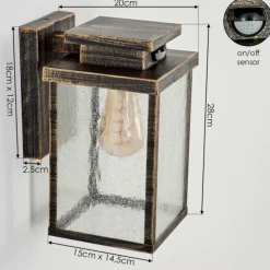 Lampes Dorées-hofstein Applique murale d'extérieur Tieva Brun, Or, Noir, 1 lumière, Détecteur de mouvement