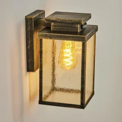 Lampes Dorées-hofstein Applique murale d'extérieur Tieva Brun, Or, Noir, 1 lumière, Détecteur de mouvement