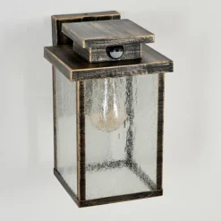 Lampes Dorées-hofstein Applique murale d'extérieur Tieva Brun, Or, Noir, 1 lumière, Détecteur de mouvement