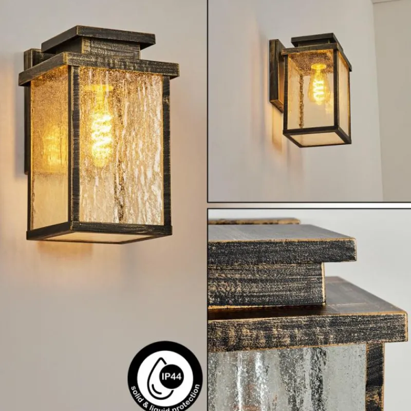 Lampes Dorées-hofstein Applique murale d'extérieur Tieva Brun, Or, Noir, 1 lumière