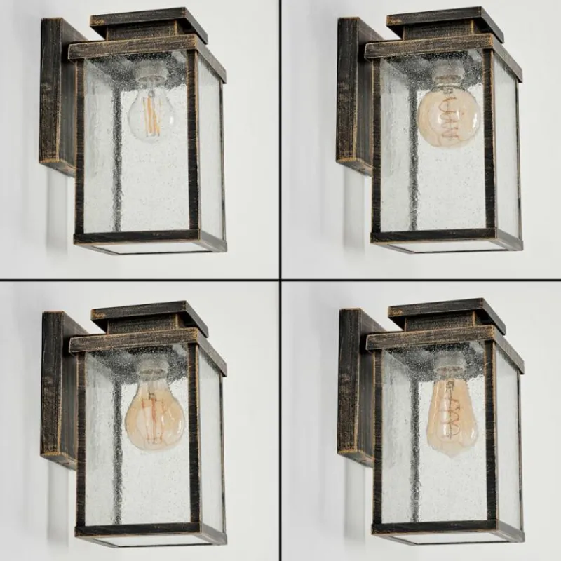 Lampes Dorées-hofstein Applique murale d'extérieur Tieva Brun, Or, Noir, 1 lumière