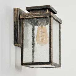 Lampes Dorées-hofstein Applique murale d'extérieur Tieva Brun, Or, Noir, 1 lumière