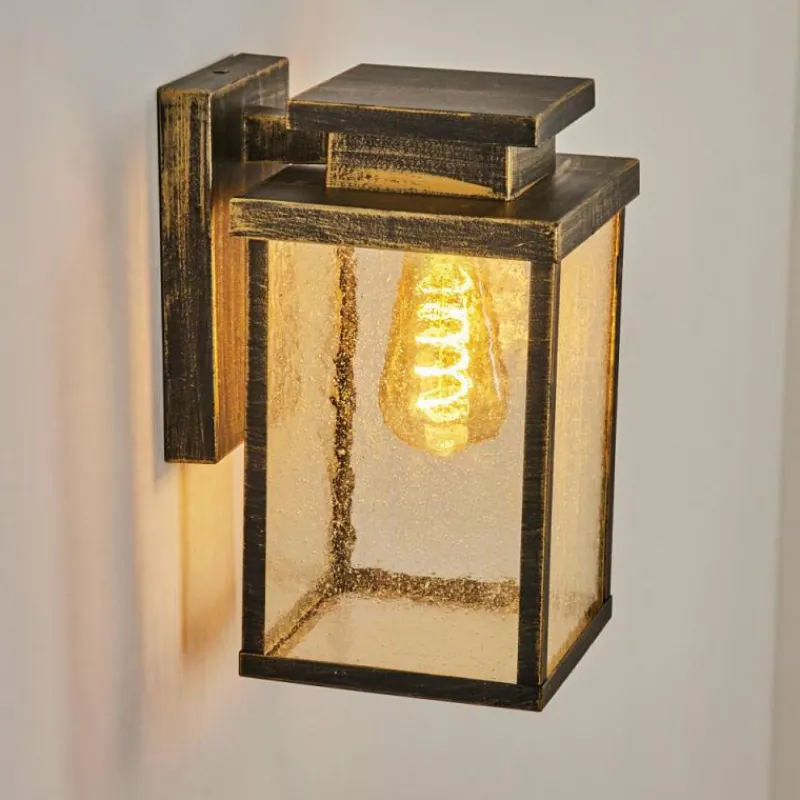 Lampes Dorées-hofstein Applique murale d'extérieur Tieva Brun, Or, Noir, 1 lumière