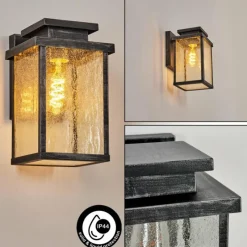 hofstein Applique murale d'extérieur Tieva Noir, Argenté, 1 lumière