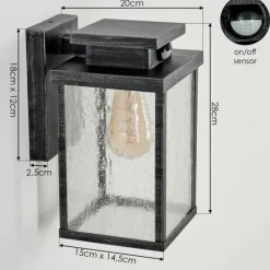 hofstein Applique murale d'extérieur Tieva Noir, Argenté, 1 lumière, Détecteur de mouvement