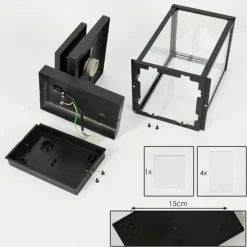 hofstein Applique murale d'extérieur Tieva Noir, Argenté, 1 lumière, Détecteur de mouvement