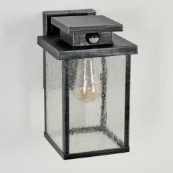 hofstein Applique murale d'extérieur Tieva Noir, Argenté, 1 lumière, Détecteur de mouvement