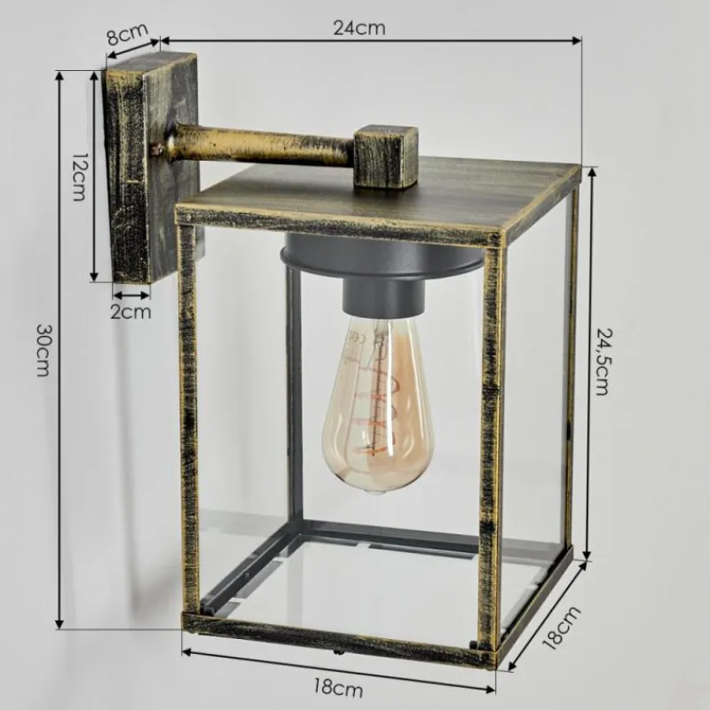 Lampes Dorées-hofstein Applique murale d'extérieur Gramilla Or, Noir, 1 lumière