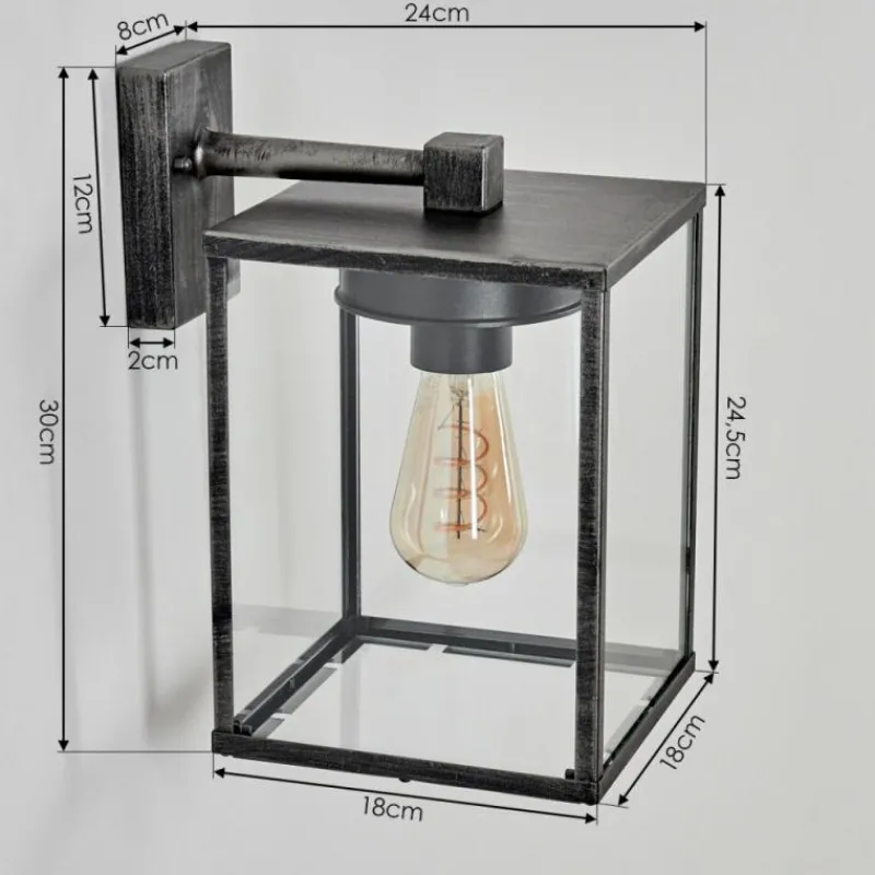 hofstein Applique murale d'extérieur Gramilla Noir, Argenté, 1 lumière