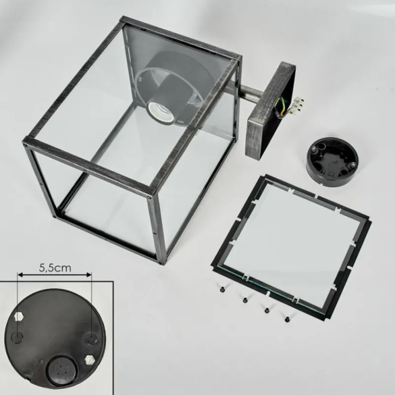 hofstein Applique murale d'extérieur Gramilla Noir, Argenté, 1 lumière