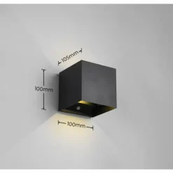 Luminaires Reality Applique murale d'extérieur Reality TALENT LED Noir, 2 lumières, Détecteur de mouvement