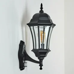 Luminaires Rustiques-hofstein Applique murale d'extérieur Etoe Noir, 1 lumière, Détecteur de mouvement