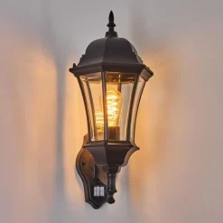 Luminaires Rustiques-hofstein Applique murale d'extérieur Etoe Noir, 1 lumière, Détecteur de mouvement