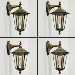 Lampes Dorées-hofstein Applique murale d'extérieur Loria Or, Noir, 1 lumière