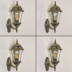 Luminaires Rustiques-hofstein Applique murale d'extérieur Etoe Brun, Or, 1 lumière, Détecteur de mouvement