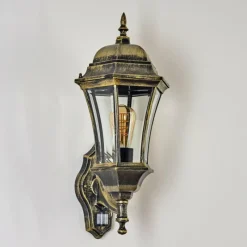 Luminaires Rustiques-hofstein Applique murale d'extérieur Etoe Brun, Or, 1 lumière, Détecteur de mouvement