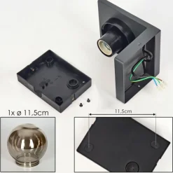 Suspension Verre Fumé-hofstein Applique murale d'extérieur Aquin Anthracite, 1 lumière