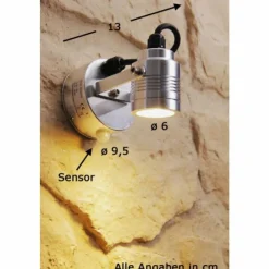 Luminaires Konstsmide Applique murale d'extérieur Konstsmide Monza LED Aluminium, Acier inoxydable, 3 lumières, Détecteur de mouvement