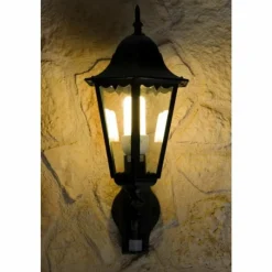 Luminaires Lutec Applique murale d'extérieur LUTEC BRISTOL Noir, Transparent, 1 lumière, Détecteur de mouvement