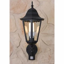 Luminaires Lutec Applique murale d'extérieur LUTEC BRISTOL Noir, Transparent, 1 lumière, Détecteur de mouvement