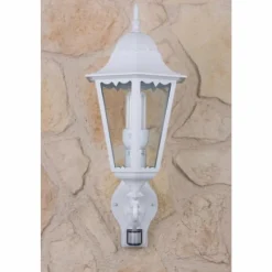 Luminaires Lutec Applique murale d'extérieur LUTEC BRISTOL Transparent, Blanc, 1 lumière, Détecteur de mouvement