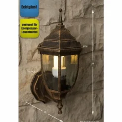 Lampes Dorées-Luminaires Rabalux Applique murale d'extérieur Rabalux Nizza Or, Laiton, Transparent