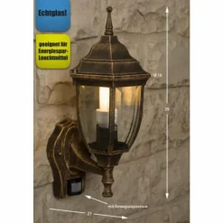 Lampes Dorées-Luminaires Rabalux Applique murale d'extérieur Rabalux Nizza Or, Laiton, Transparent