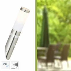 Luminaires Brilliant Applique murale d'extérieur Brilliant Bole Acier inoxydable, 1 lumière, Détecteur de mouvement