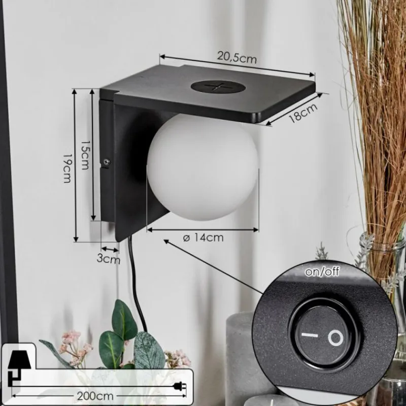 hofstein Applique murale Diamoukope Noir, 1 lumière