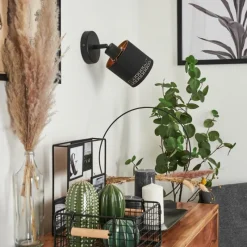 Lampes En Tissu-hofstein Applique murale Ecuador Noir, 1 lumière