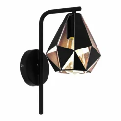 Lampes Vintages & Rétros-Luminaires Eglo Applique murale EGLO CARLTON Cuivre, Noir, 1 lumière