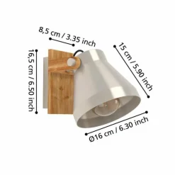 Lampes En Bois-Luminaires Eglo Applique murale Eglo CAWTON Écru, 1 lumière