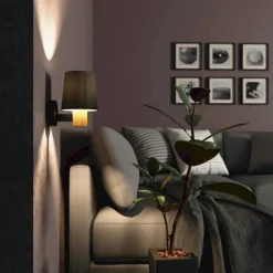 Lampes En Tissu-Luminaires Eglo Applique murale Eglo EDALE Écru, Noir, 1 lumière