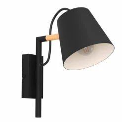 Lampes En Bois-Luminaires Eglo Applique murale Eglo LACEY Brun, Noir, 1 lumière