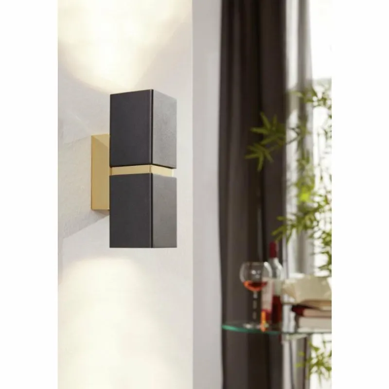 Lampes Dorées-Luminaires Eglo Applique murale Eglo PASSA LED Or, Noir, 2 lumières