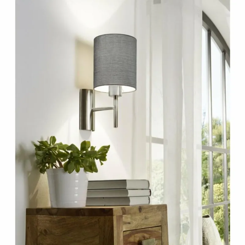 Lampes En Tissu-Luminaires Eglo Applique murale Eglo PASTERI Nickel mat, 1 lumière