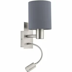 Lampes En Tissu-Luminaires Eglo Applique murale Eglo PASTERI LED Nickel mat, 2 lumières