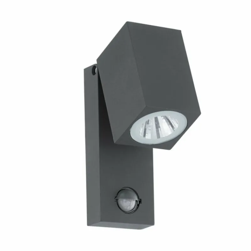Luminaires Eglo Applique murale Eglo SAKEDA LED Anthracite, 1 lumière, Détecteur de mouvement
