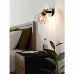 Lampes Industrielles-Luminaires Eglo Applique murale Eglo SAMBATELLO Laiton, Noir, 1 lumière