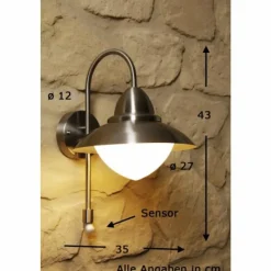 Luminaires Eglo Applique murale Eglo SIDNEY Acier inoxydable, Détecteur de mouvement
