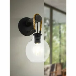 Lampes Vintages & Rétros-Luminaires Eglo Applique murale Eglo-Leuchten RODING Brun, Noir, 1 lumière