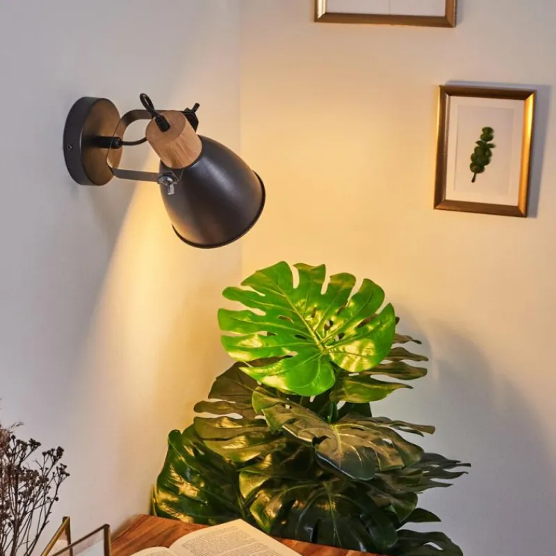 hofstein Applique murale Elm Anthracite, Bois clair, 1 lumière