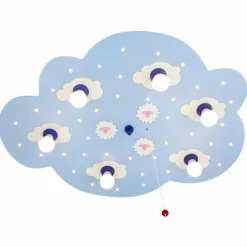 Lampes En Bois-Luminaires Elobra Applique murale Elobra SCHÄFCHENWOLKE Bleu, 6 lumières