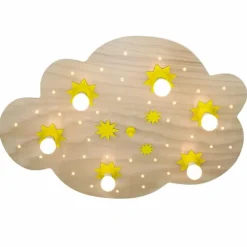 Lampes En Bois-Luminaires Elobra Applique murale Elobra STERNENWOLKE Bois clair, 6 lumières