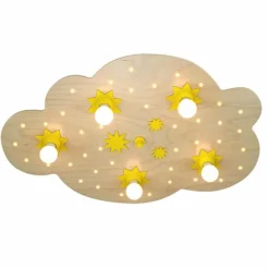 Lampes En Bois-Luminaires Elobra Applique murale Elobra STERNENWOLKE Bois clair, 5 lumières