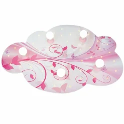 Lampes En Bois-Luminaires Elobra Applique murale Elobra WOLKE BLUME-PHANTASIE Rose, Blanc, 5 lumières