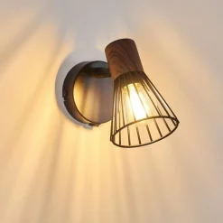 hofstein Applique murale Errested Bois foncé, Noir, 1 lumière