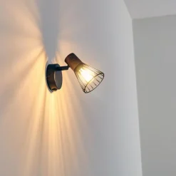 hofstein Applique murale Errested Bois foncé, Noir, 1 lumière