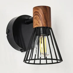 hofstein Applique murale Errested Bois foncé, Noir, 1 lumière