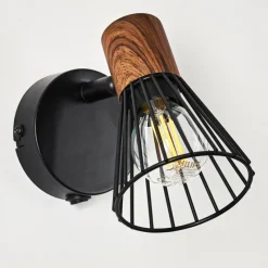 hofstein Applique murale Errested Bois foncé, Noir, 1 lumière